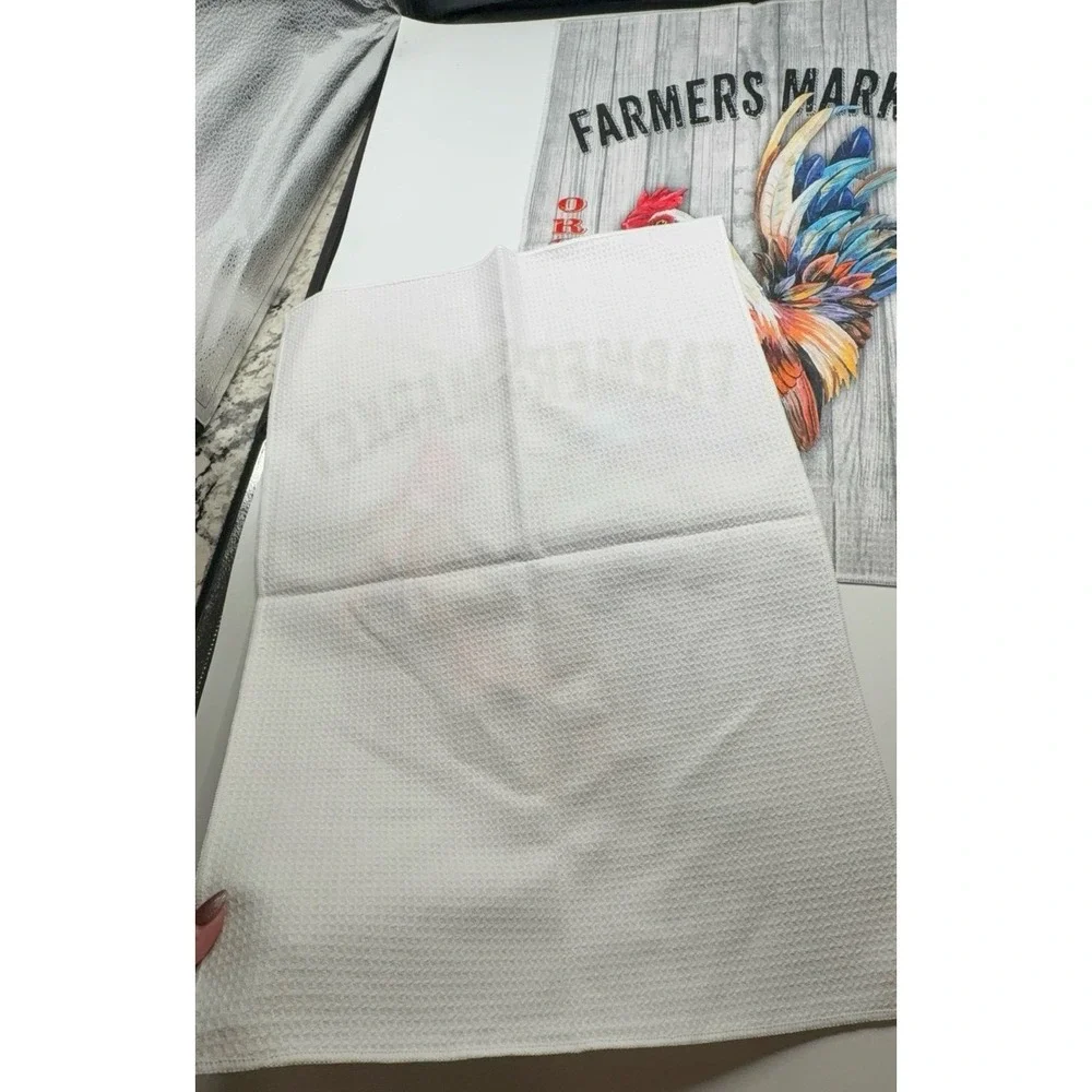 NEW two XL kitchen dish towels. Chicken free range farm to table kitchen dish to